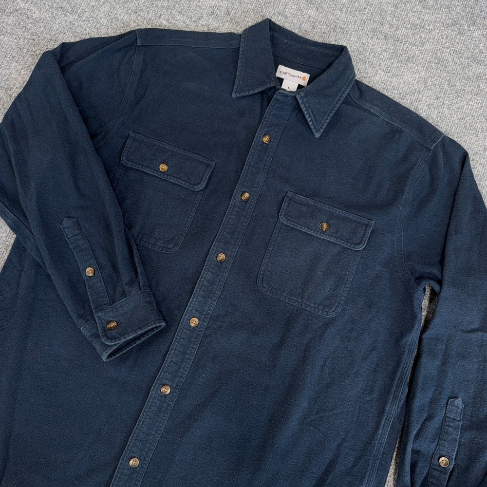 Carhartt Chamois Shirt Men Large Blue Cotton Button Up Outdoor Gorpcore Workwear